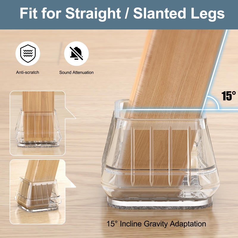 Violibar 24PCS Square Chair Leg Floor Protectors for Hardwood Floors, Thicken Rubber Chair Leg Cap Covers, Non Slip Furniture Leg Pads to Protect Wood Tile Floors from Scratches and Reduce Noise - Image 4